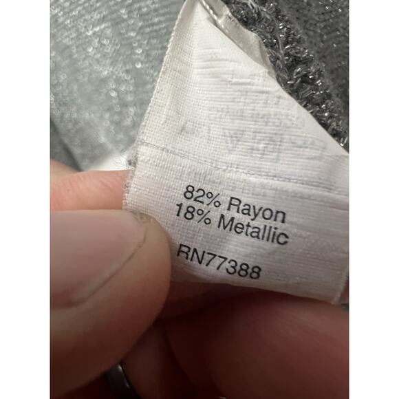 J Crew Oralie Sweater Women Small Silver Metallic V-Neck Cardigan Varsity Knit - Picture 4 of 8